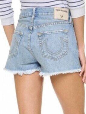 True Religion Cut-Off Scout Boyfriend Short True Vintage Blue Womens 26
